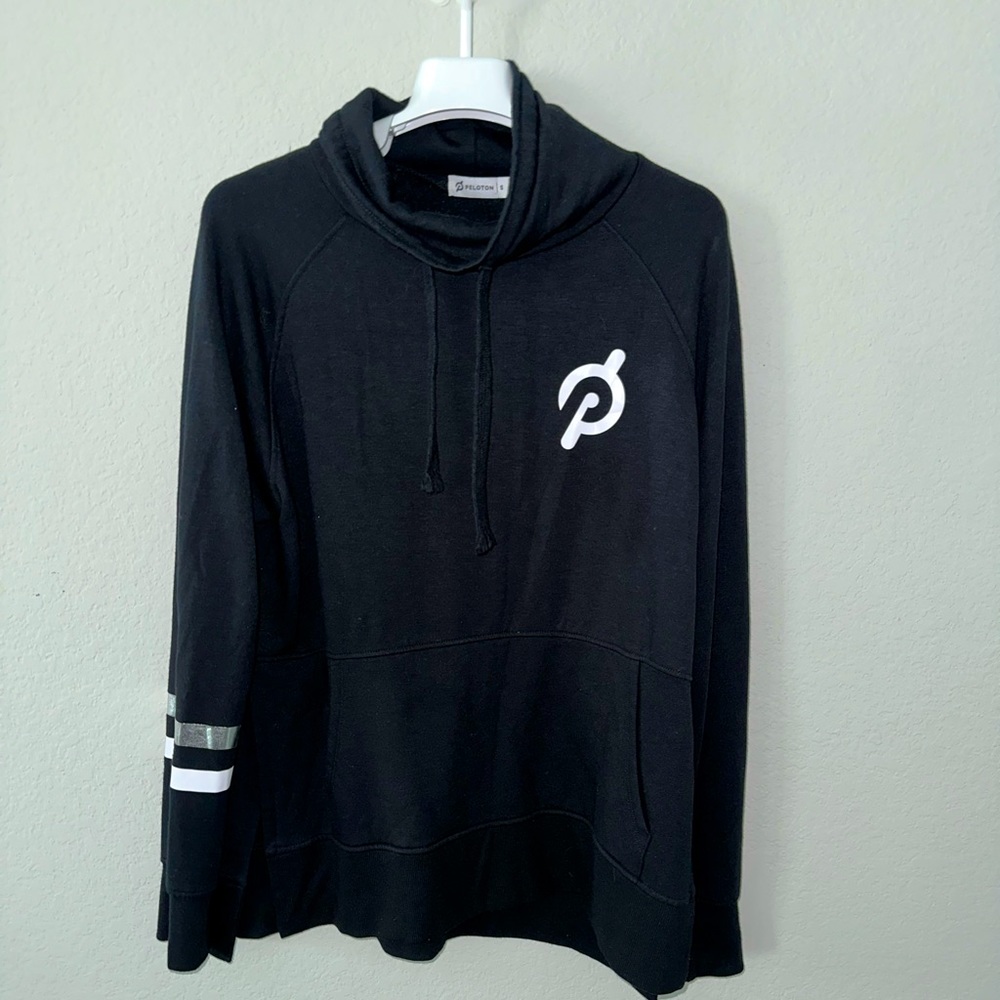 Peloton Legacy Funnel Neck Pullover Sweatshirt Black Small Cowl Neck - Picture 2 of 5